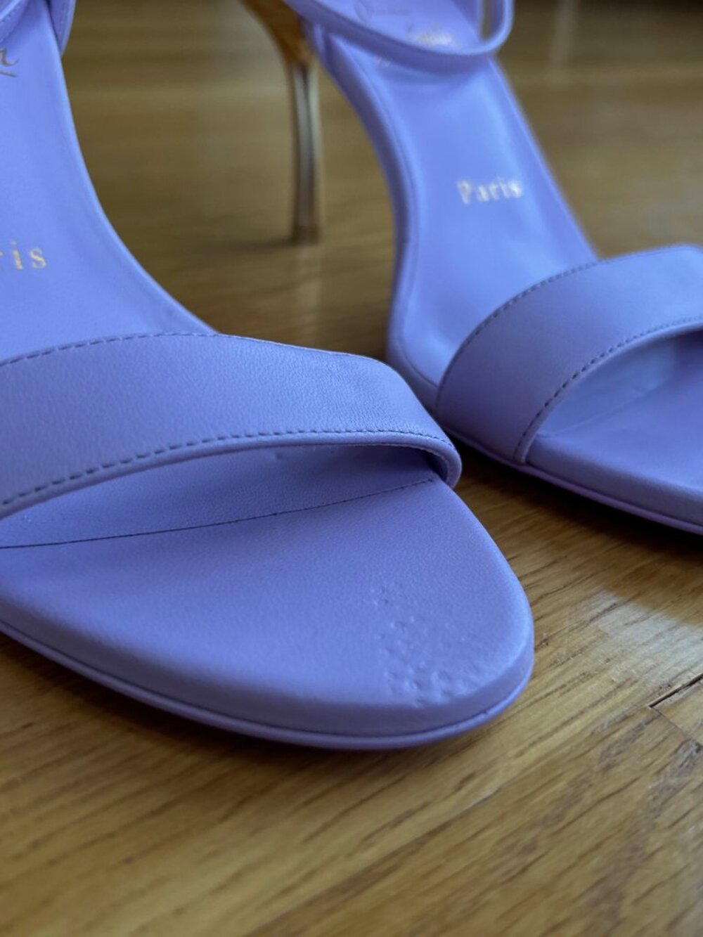 CHRISTIAN LOUBOUTIN Purple Ginko Girl 85 Leather Sandal SZ 8.5 IT 38.5 Excellent View 5